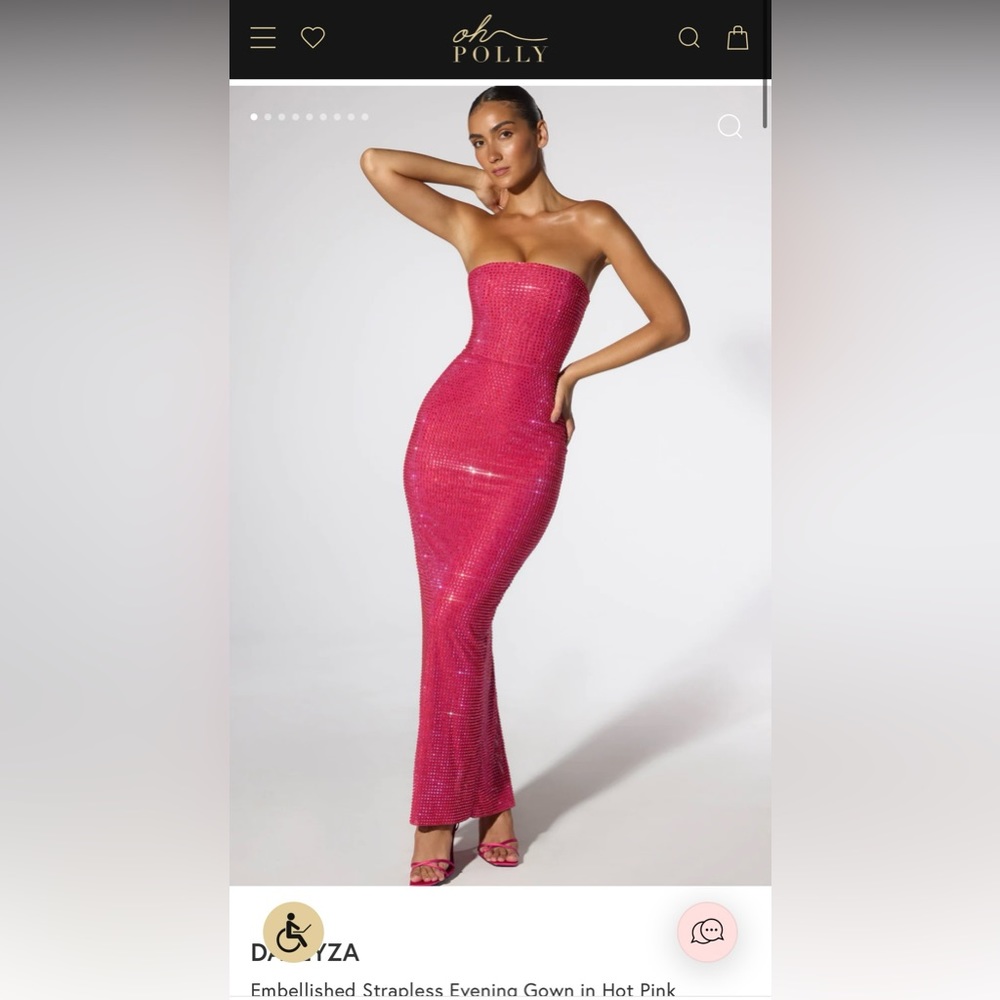DALEYZA Embellished Strapless Evening Gown in Hot Pink